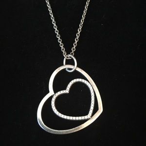 Heart in heart, long necklace